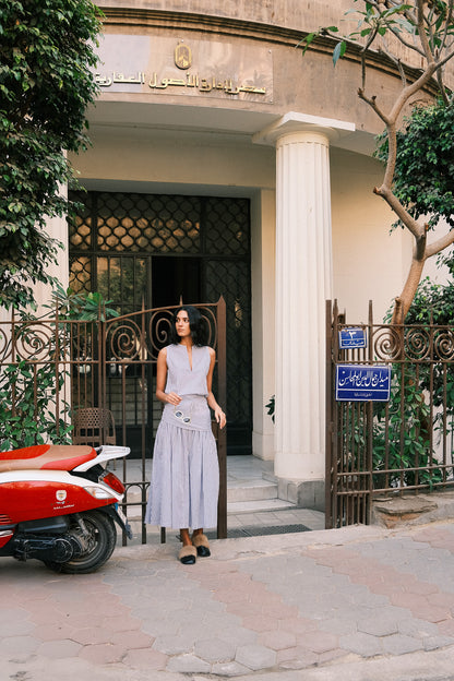 Sohag top in Aegean blue