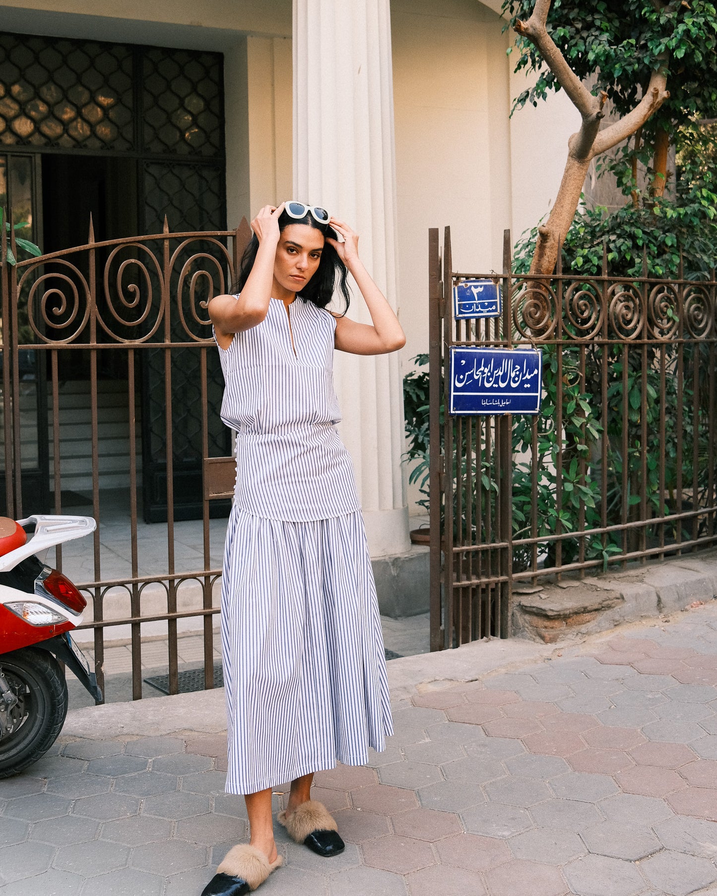 Sohag top in Aegean blue