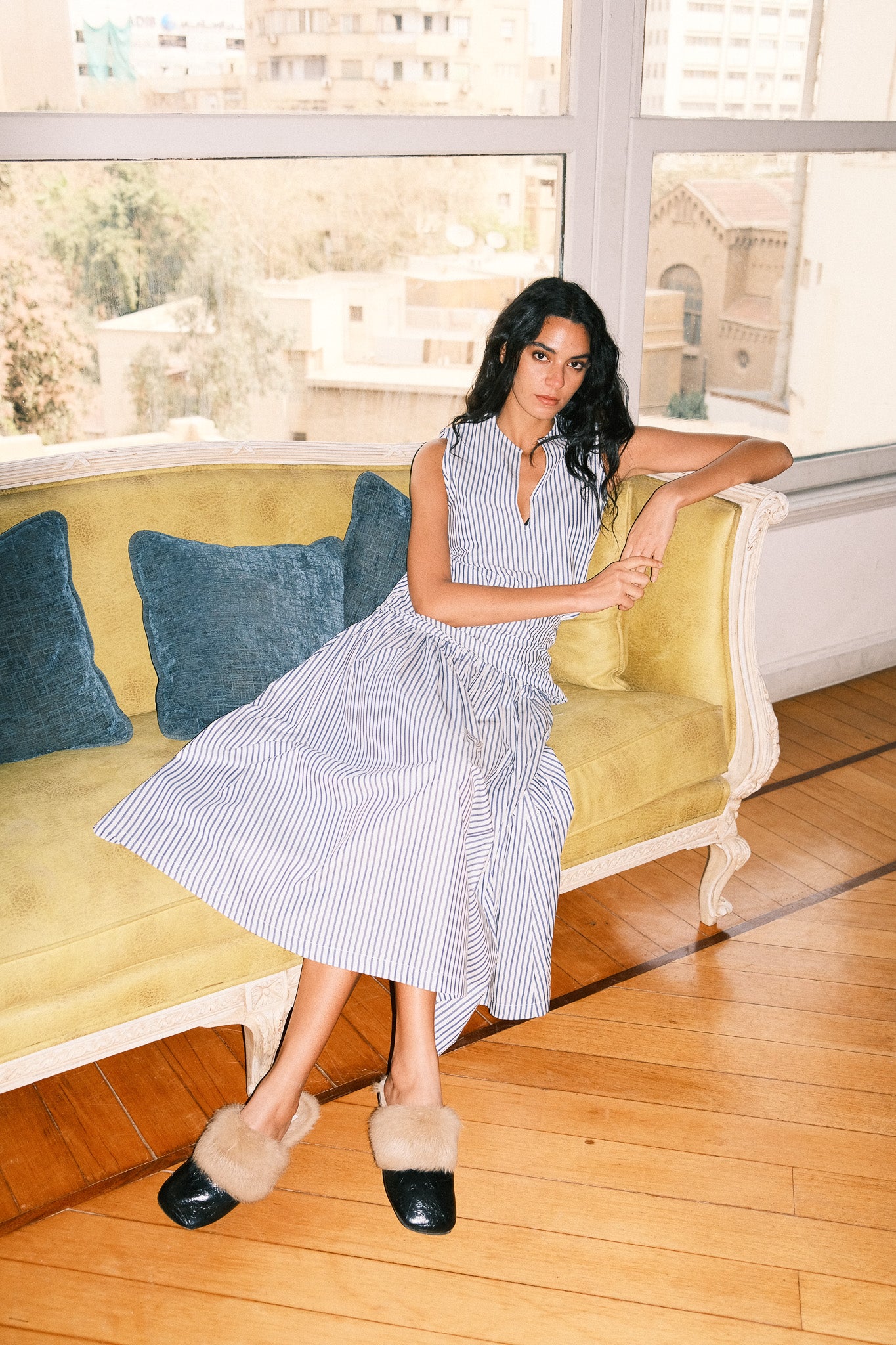 Sohag top in Aegean blue