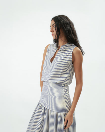 Sohag top in Aegean blue