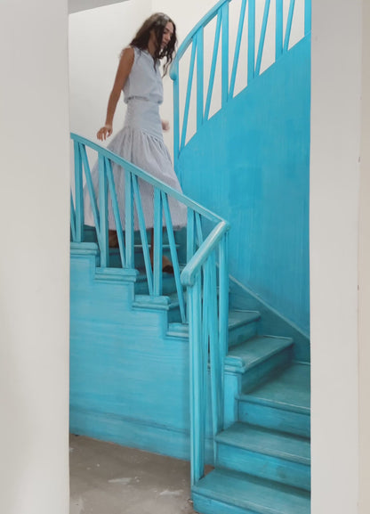 Sohag top in Aegean blue